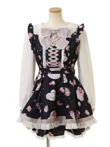 LIZ LISA Salon de Fraise 패턴 셋업 블랙