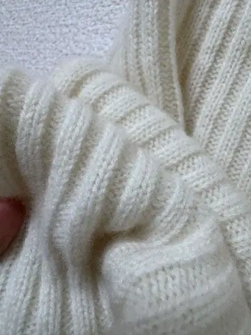 울 혼방 리브 니트 스커트 M 사이즈 아이보리 기장 76cm 착용 1회