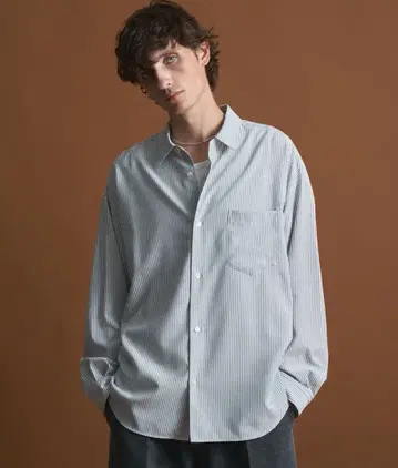 퍼블릭 도쿄 컴포트 릴랙스 셔츠 그레이 스트라이프