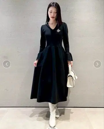 셀포드 [워셔블] 시어 믹스 홀가먼트 원피스 블랙