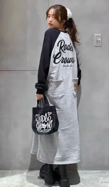 로데오 크라운 래글런 컬러 스티치 원피스 롱 원피스