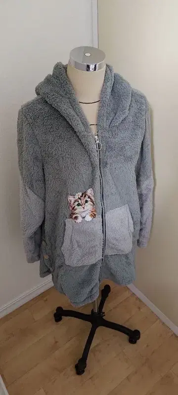 고양이 복슬복슬 후드티 여성용 풀오버