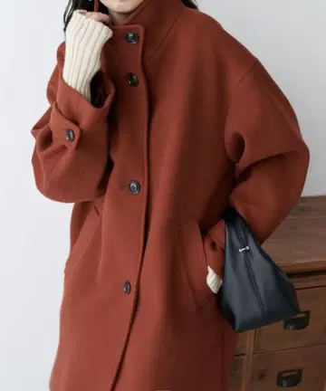 미사용 울 라이크 스탠드 코트 discoat