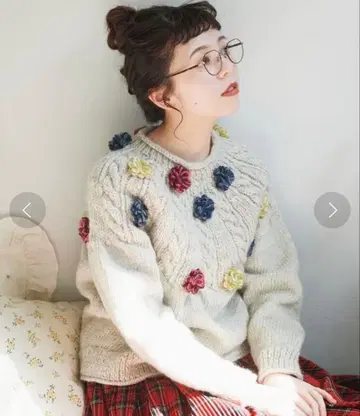 l'atelier du savon 네팔 핸드 니트 꽃 모티브 PO