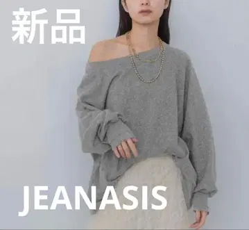미사용 새상품 JEANASIS 오프숄더 라메 기모 풀오버