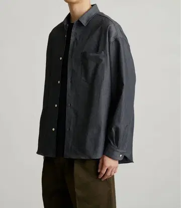 퍼블릭 도쿄 컴포트 릴랙스 데님 셔츠 블랙