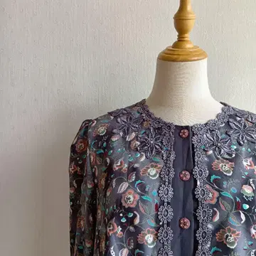 레이어드 스타일 셔츠 가디건 꽃무늬 레이스