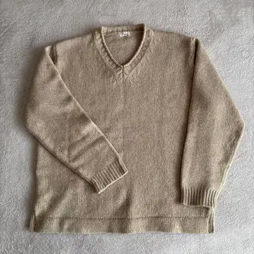 papas 베이지 V넥 니트 스웨터