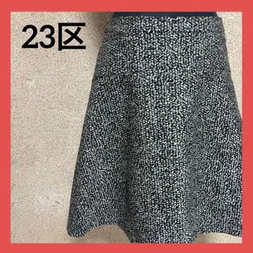 23구 니트 플레어 스커트 40 모노톤 패턴 코튼 혼방 새상품급