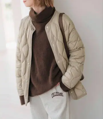 TAION spick 별주 퀼팅 블루종 베이지 미사용 새상품