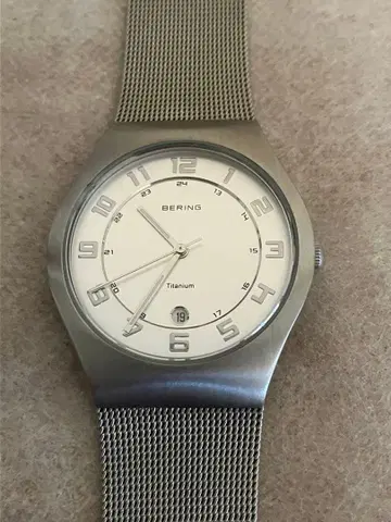 BERING 티타늄 손목시계 실버 메쉬 밴딩 배터리 새상품 교환 완료