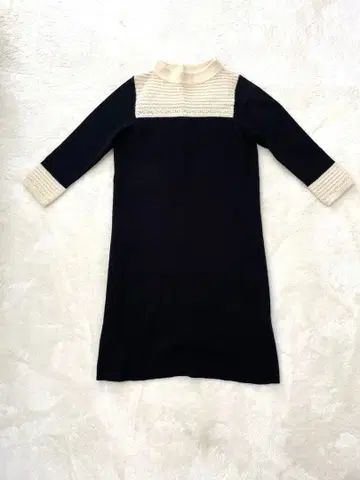블랙 아이보리 니트 원피스