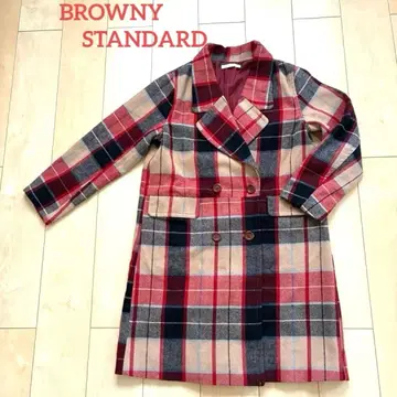 BROWNY STANDARD 체크 더블 체스터 코트