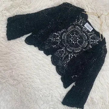 쿠미쿄쿠 전체 레이스 볼레로 블랙 F 비침 오샤레 귀여운 겉옷 돌려입기
