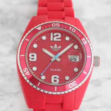 가동품 아디다스 adidas 레드 고무 벨트 손목시계