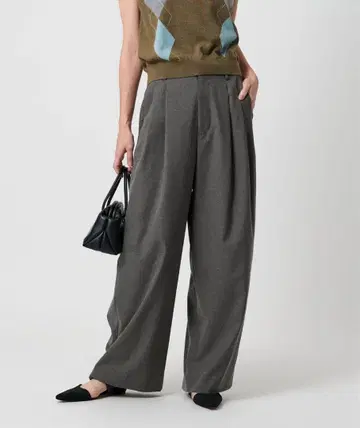 백랩 턱 와이드 팬츠 -워셔블-