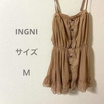 INGNI 잉그 베이지 도트 무늬 슬리브리스 튜닉