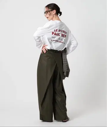 백랩 턱 와이드 팬츠 -워셔블-