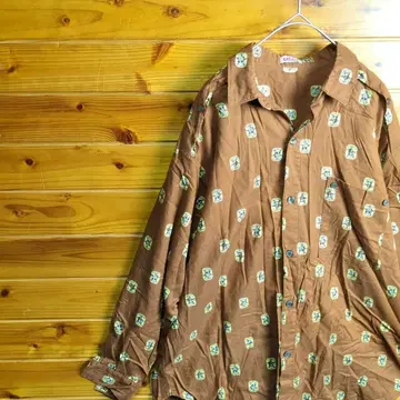 레트로 빈티지 긴팔 셔츠 긴팔 셔츠 개 도그 그로브 브라운 XL