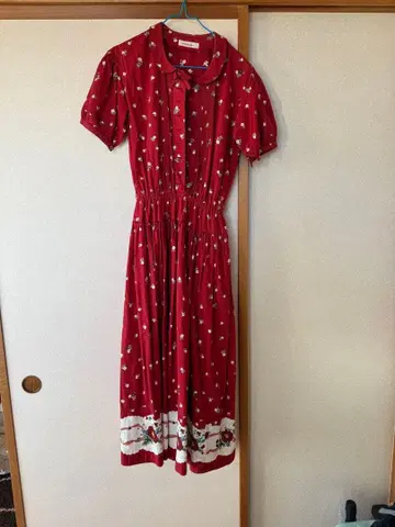 Wonderful World 꽃무늬 레드 롱 원피스