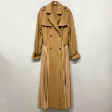 eimy istoire 체크 플리츠 롱 트렌치코트 M