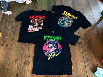 [ 레어 ] Stranger Things 블랙 T셔츠 3장 세트