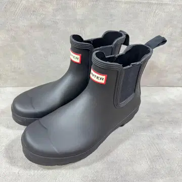 HUNTER 헌터 레인부츠 숏부츠 사이드 고어 블랙 24cm