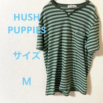 HUSH PUPPIES 스트라이프 V넥T셔츠 강아지 자수 포함