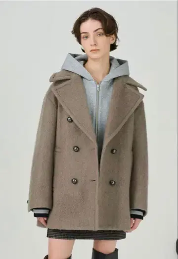 모헤어 샤기 P 코트 그레이스 콘티넨탈