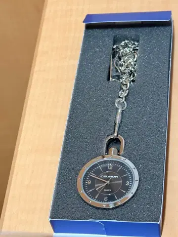 CELSIOR 회중시계 쿼츠 실버 블랙 미사용