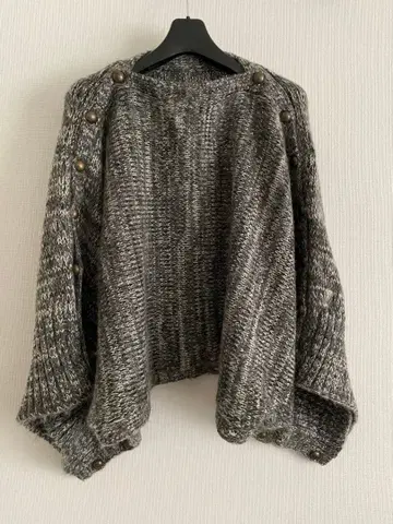 오버 사이즈 니트 볼레로 풀오버 그레이 계열