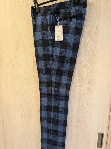 앤퍼시 파랑과 블랙 체크 무늬 골프 팬츠 사이즈 85