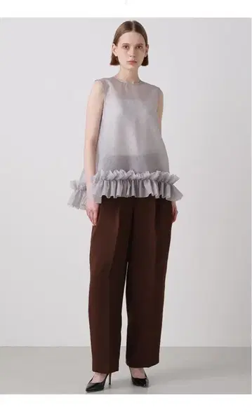 hLM 오간자 배럴 팬츠 브라운 38