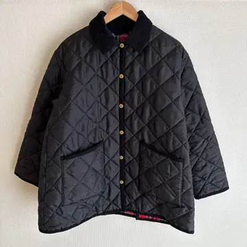 블랙 퀼팅 자켓 코듀로이 옷깃