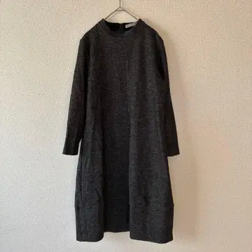 띠어리 럭스 무릎 기장 원피스 울 혼방 40 다크 그레이 일본제