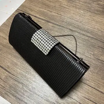 다카시마야 포멀 파티백 핸드백 블랙 플리츠