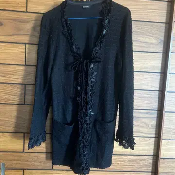 잉게보그 리본 가디건 피코풀 핑크하우스 라메 레이스