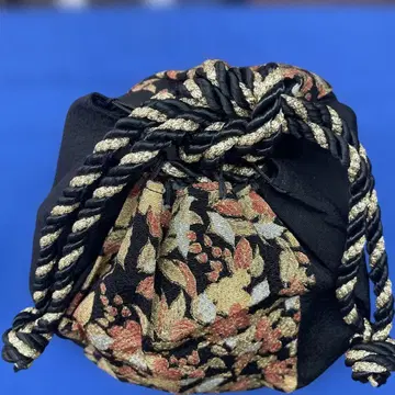 SAISHAN 블랙과 금색 꽃무늬 일본 의류용 백 비녀 파우치