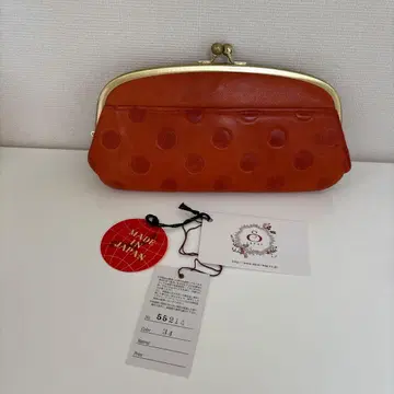 사라이 도트 W 가마구치 장지갑 미사용 오렌지 일본제
