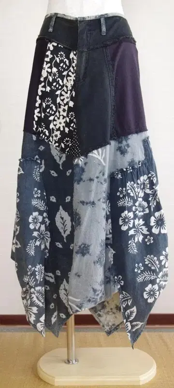 엘르로데오 EL RODEO 롱 스커트 밑단 어시멘틀리 패치워크