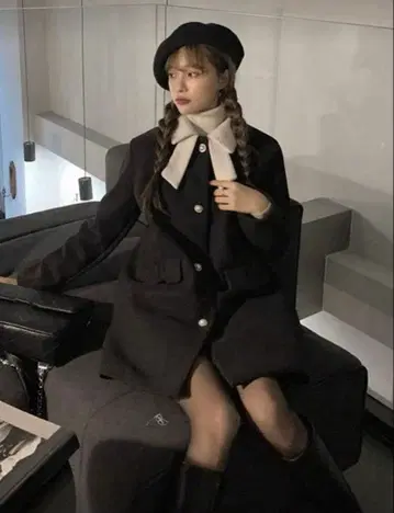 리본 칼라 코트 SHEIN