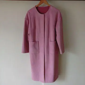 핑크 스웨이드풍 롱 코트