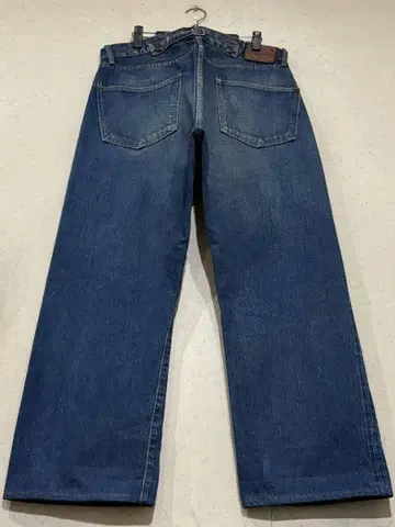 텐더 로인 신치 벨트 셀비치 데님 팬츠 인디고 일본제 34