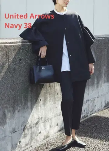 United Arrows SPONGY 플레어 슬리브 코트 네이비 38