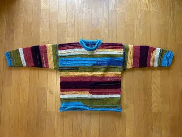 ARTESANA 스웨터 에콰도르산 손뜨개질 울 컬러풀 보더