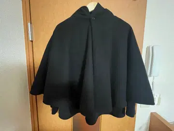 고무 블랙 판초 울 혼방