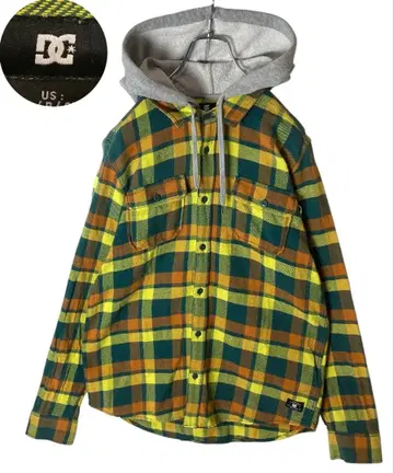 DC SHOES 멀티 컬러 체크 맨투맨 후드 부착 셔츠 자켓