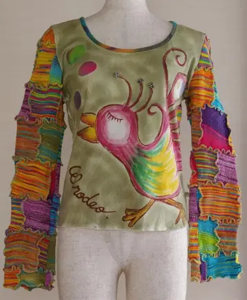 엘르 로데오 EL RODEO 긴팔 티셔츠 소매 패치워크 디자인 멋짐