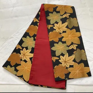 반폭 오비 육촌 오비 블랙 전통 패턴 4m35cm 단풍 장척 리버서블