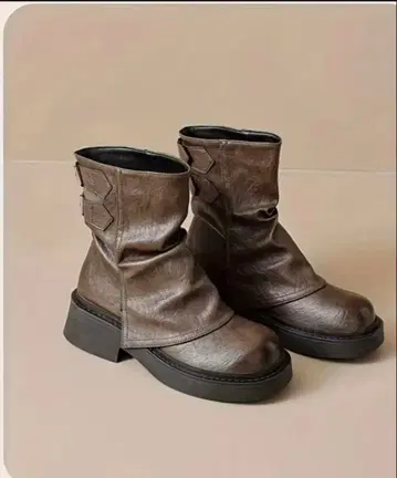 브라운 사이드 고어 부츠 가죽